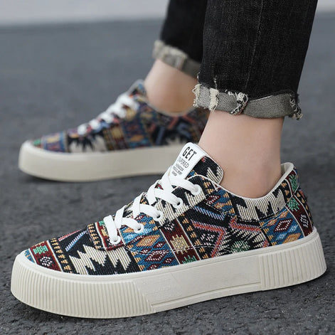 Aurevix Herren Canvas Sneaker mit Schnürung und rutschfester Gummisohle