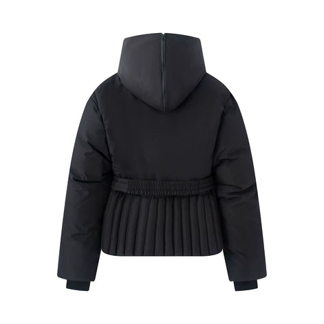 Damen Winterjacke mit Kapuze, Gürtel und wattierter Füllung – Virelta