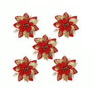 Künstliche Weihnachtsblumen mit Glitzer im 5er-Set – Florenza