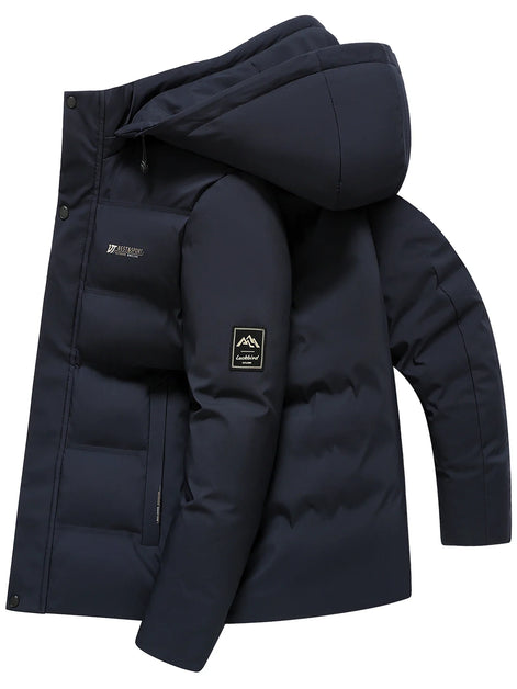 Herren Winterjacke mit abnehmbarer Kapuze und Reißverschluss Norvellan