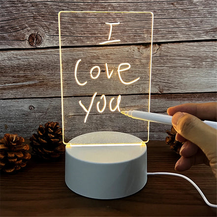 Lunaris LED-Memoleuchte – USB-Acryltafellicht mit Schreibtafel