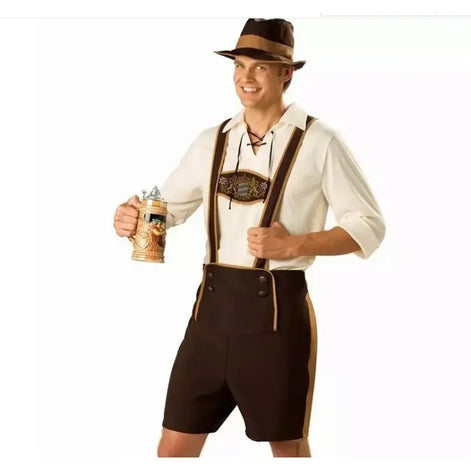 Herren Oktoberfest Kostüm mit Latzhose, Shirt und Hut – Albrecht