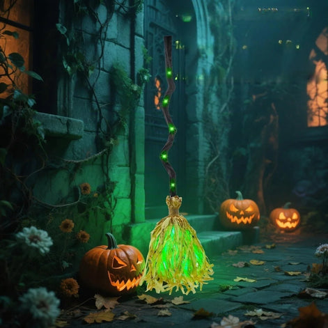 Beweglicher Halloween Hexenbesen mit Licht- und Soundeffekten, 90 cm – Hexavella