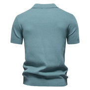 Calviro Polo Herren kurzarm Polyester Viskose Kragen mit Knopfleiste einfarbig