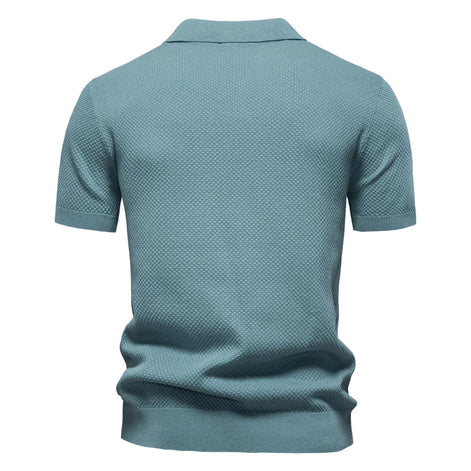 Calviro Polo Herren kurzarm Polyester Viskose Kragen mit Knopfleiste einfarbig