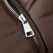 Damen Steppjacke mit Kapuze, Oversized-Passform und Reißverschluss – Quilvara