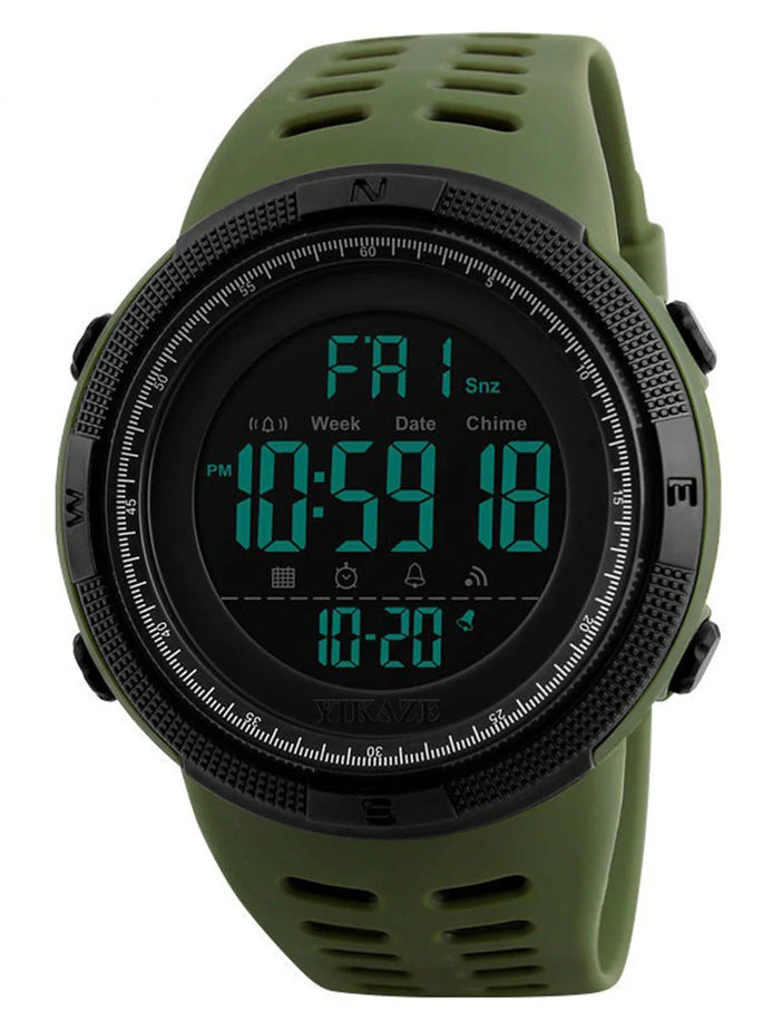 Draxon Herren Digitaluhr mit großem Display und Silikonarmband