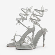 Florencia Damen Sandalen mit Knöchelriemen und floralem Detail