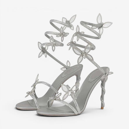Florencia Damen Sandalen mit Knöchelriemen und floralem Detail