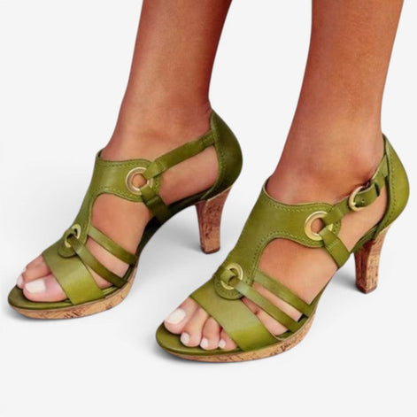 Elviera Damen Sandalen mit Absatz und Schnallenriemen