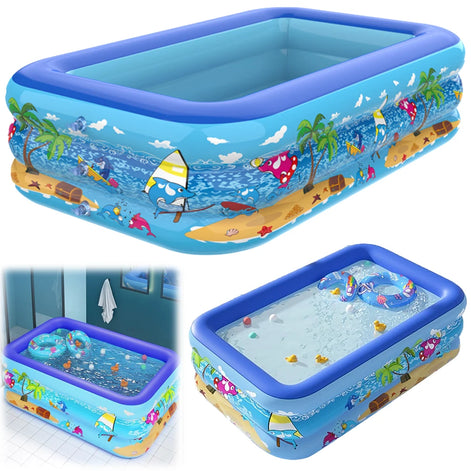 AquaMira Aufblasbarer Familienpool aus PVC mit Rechteckigem Design