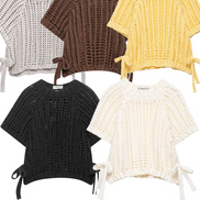 Avelisse Damen Strickpullover mit Schleife und Kurzen Ärmeln