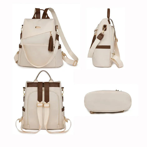 Tasselora Damen Anti-Diebstahl Rucksack aus Nylon mit Quasten-Detail