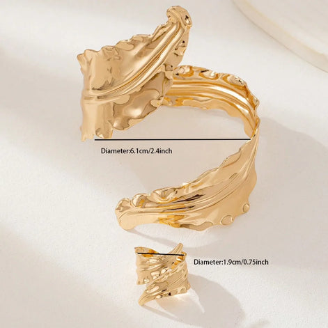 Lunéa Schmuckset mit Offenem Armreif und Verstellbarem Ring