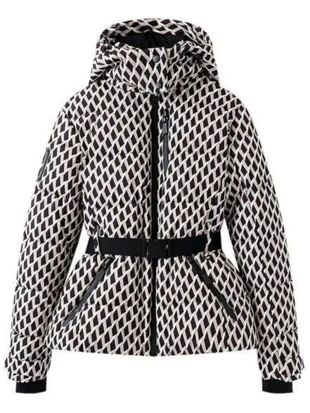 Damen Winterjacke mit Kapuze, Gürtel und wattierter Füllung – Cirella