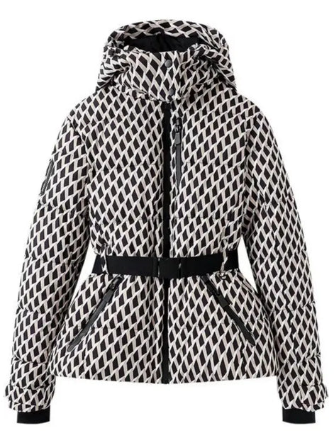 Damen Winterjacke mit Kapuze, Gürtel und wattierter Füllung – Cirella