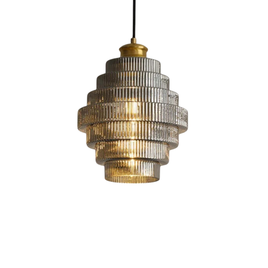 Meriva Hängeleuchte aus geriffeltem Glas und Metall