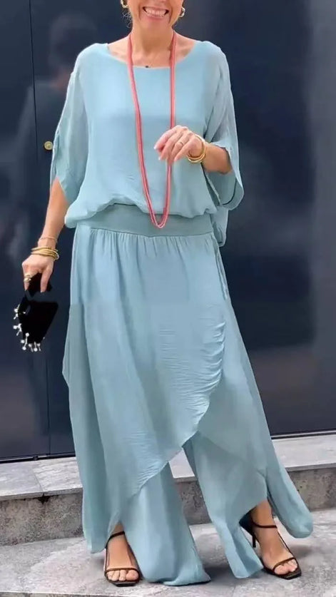 Elarisse Chiffon Zweiteiler mit weitem Bein