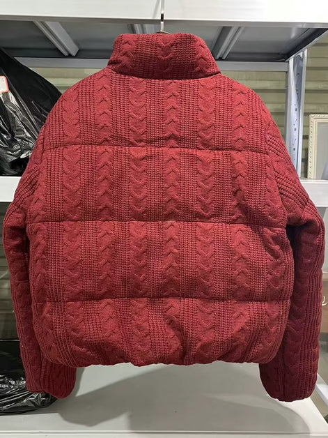 Damen Winterjacke mit Strickkragen und wattierter Füllung – Alvessa