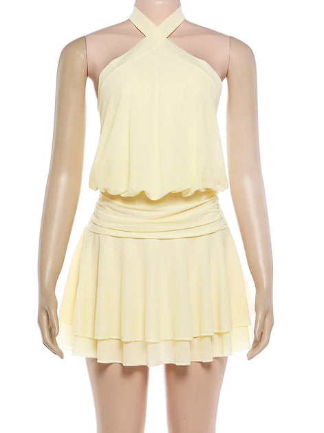 Aurélia Damen Minikleid mit Halterneck und Raffdetails