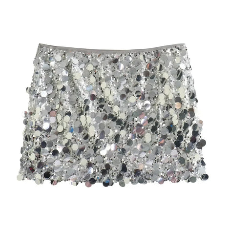 Pailletten Minirock mit hoher Taille für Damen – Luméa