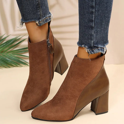 Sophia Damen Stiefelette mit spitzer Form und Blockabsatz