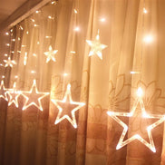 LED Lichtervorhang mit 138 LEDs und hängenden Sternen, 3,5 m – Sternavella