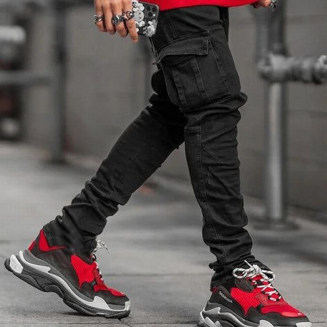 Herren Cargo Jeans mit Seitentaschen und Slim Fit – Denimvaro