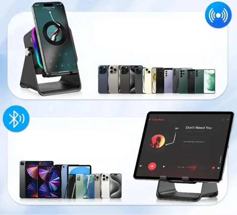 Bluetooth-Lautsprecher mit Smartphone-Halter und RGB-Beleuchtung – SoundDock