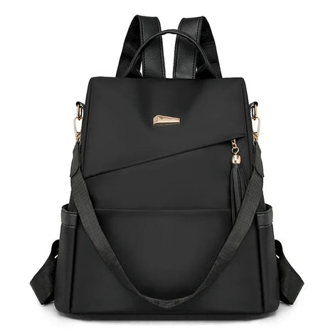 Tasselora Damen Anti-Diebstahl Rucksack aus Nylon mit Quasten-Detail
