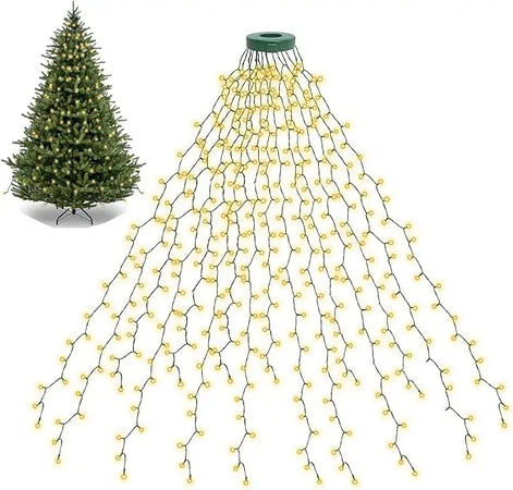 LED Weihnachtsbaum Lichterkette mit Ring, 8 Lichtmodi – Lumeriva