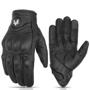 Virexon Leder Motorradhandschuhe mit Touchfunktion und Knöchelschutz