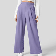 Velmoria Damen Karohose mit weitem Bein und hoher Taille
