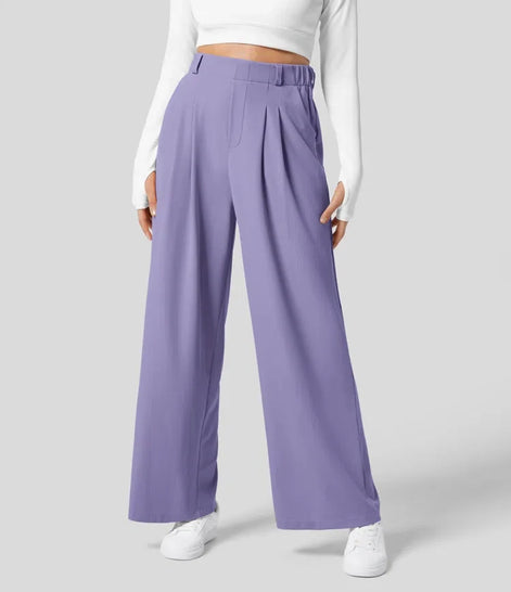 Velmoria Damen Karohose mit weitem Bein und hoher Taille