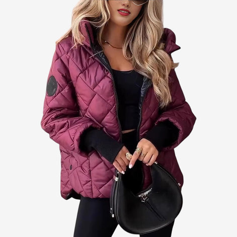 Damen Steppjacke mit Kapuze und Rautensteppung – Varellina