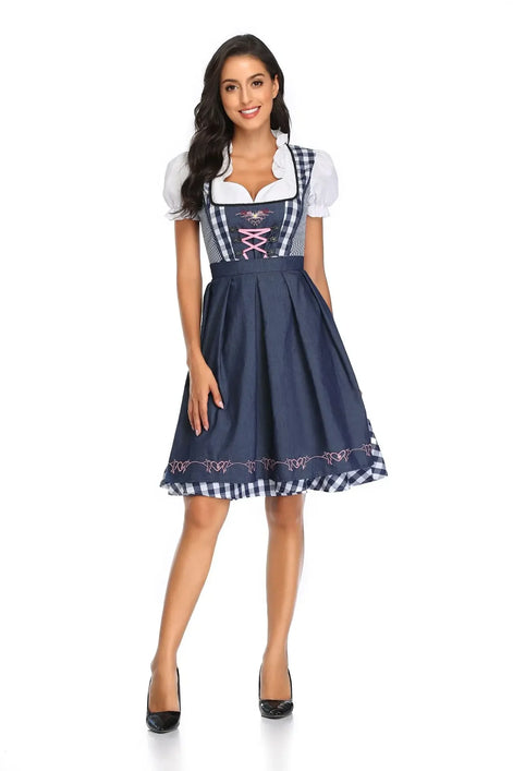 Dirndl Kleid mit Schürze für Damen im traditionellen Oktoberfest-Stil – Almoria