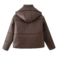 Damen Steppjacke mit Kapuze, Oversized-Passform und Reißverschluss – Quilvara