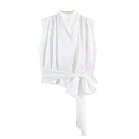 Auriane Damen Satin-Top mit Ärmellosem Design und Schleifendetail