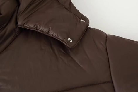 Damen Steppjacke mit Kapuze, Oversized-Passform und Reißverschluss – Quilvara