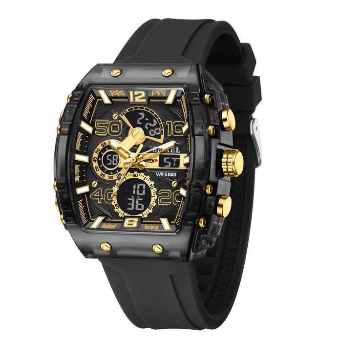 Herren Armbanduhr mit Analog-Digital-Anzeige und LED-Beleuchtung
