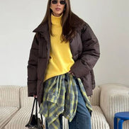 Damen Winterjacke mit abnehmbarer Kapuze und Stehkragen – Norvella