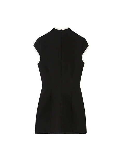 Élodine Damen Minikleid mit Kontrastdetails und Cut-out Design