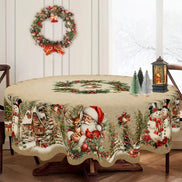 Weihnachtstischdecke mit Weihnachtsmann- und Schneemannmotiv – Festoria
