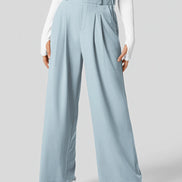 Velmoria Damen Karohose mit weitem Bein und hoher Taille