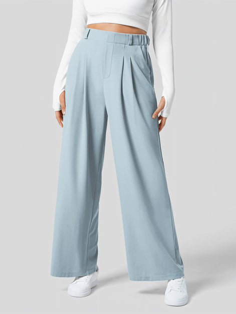 Velmoria Damen Karohose mit weitem Bein und hoher Taille