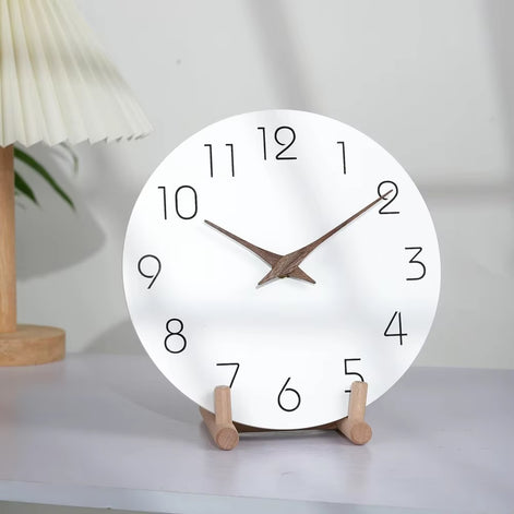 Timero Holz-Wanduhr – Runde geräuscharme Quarzuhr