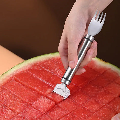Melviro Edelstahl Wassermelonenschneider mit Gabel