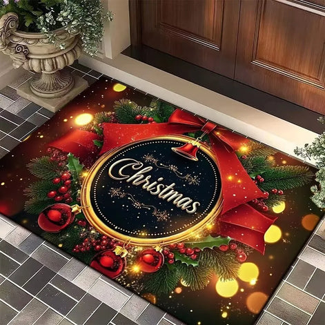 FestivaDoor Weihnachts-Fußmatte – Rutschfeste Polyester-Matte mit saisonalem Motiv