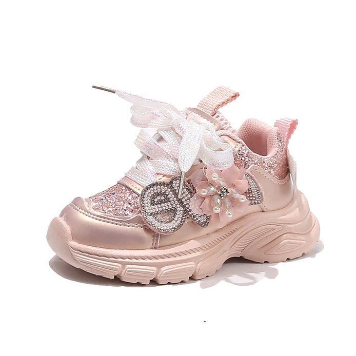 Butterina Mädchen Sneakers mit Schnürverschluss und Pailletten