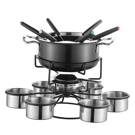 Culvion Fondue-Set – Edelstahl-Schmelztopf mit Teelichtbetrieb